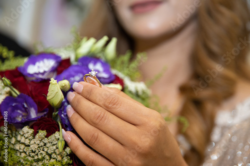 Brides wedding ring with diamond 