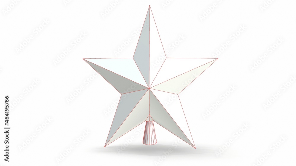 Obraz premium Christmas star on the Christmas tree on a white background 3d-rendering