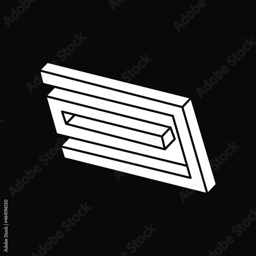 Impossible object. Optical illusion shapes. 3d illustration. Geometric figure. Escher paradox.