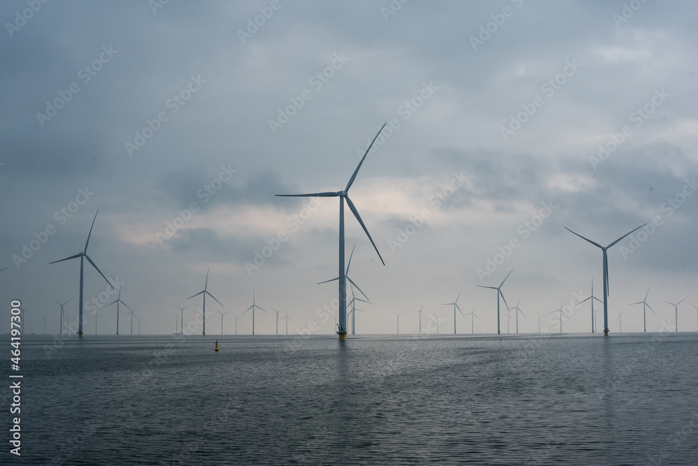 wind turbines in the wind