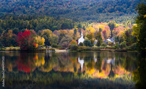 Little white church in Fall 