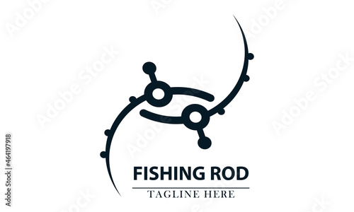 two fishing rods simple vector illustration
