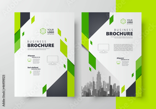 Flyer brochure design, business flyer size A4 template, creative leaflet, trend cover geometric green color
