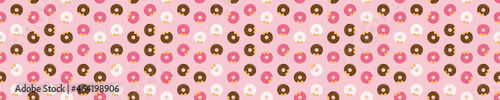 Pink seamless pattern with glazed donuts