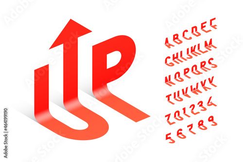 Up and Down fonts collection, alphabet letters and numbers vector illustration