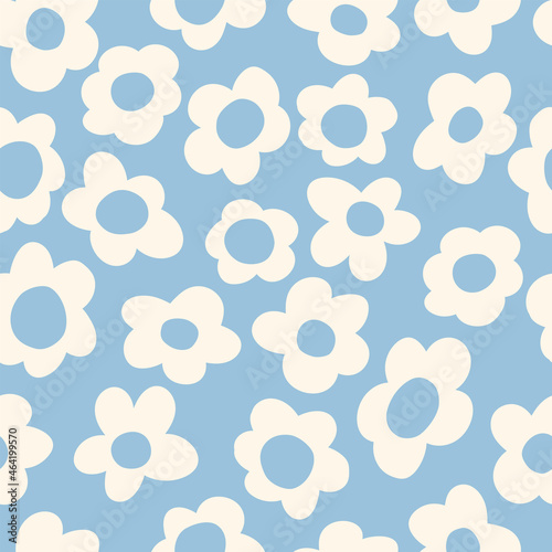 seamless pattern with vintage vector groovy flowers. 70s, 60s, modern elements. stylized flowers bold silhouettes. abstract art for surface design, textile, stationery, wrapping paper and covers