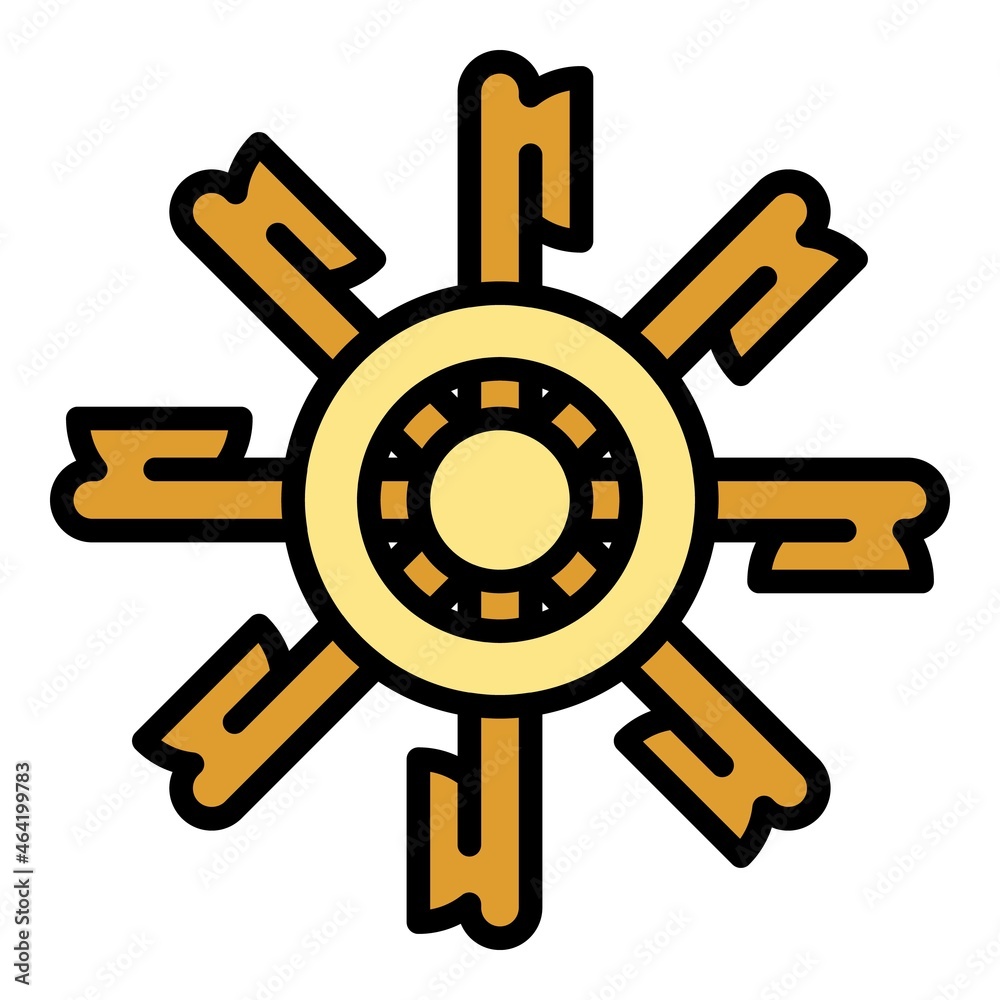 Water mill wheel icon. Outline water mill wheel vector icon color flat isolated Water mill wheel icon. Outline water mill wheel vector icon color flat isolated