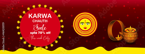 Karwachauth Festival Discount Offer Sale Banner Design, Indian Festival photo