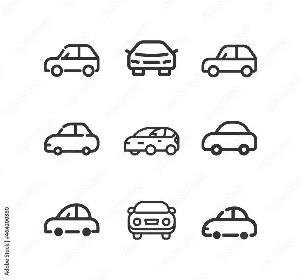 Car vector line icon set.