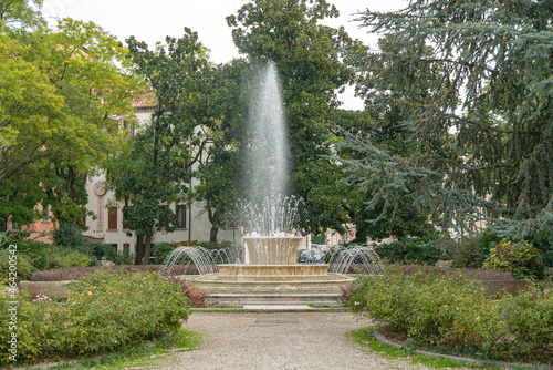 Fountain time lapse landscape detail in Rovigo, Italy