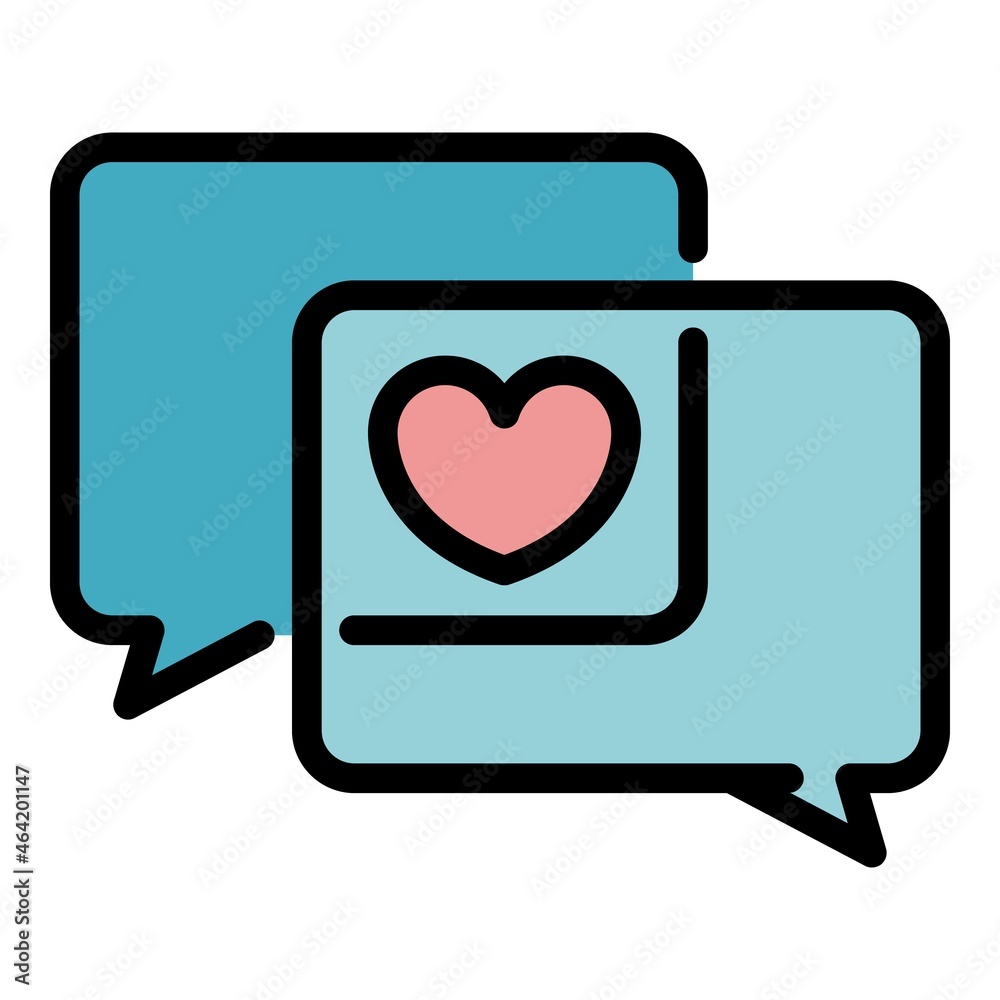 Love chat icon. Outline love chat vector icon color flat isolated Love chat icon. Outline love chat vector icon color flat isolated