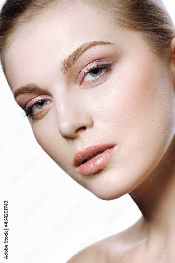 Sensual woman with perfect skin and elegance shiny makeup