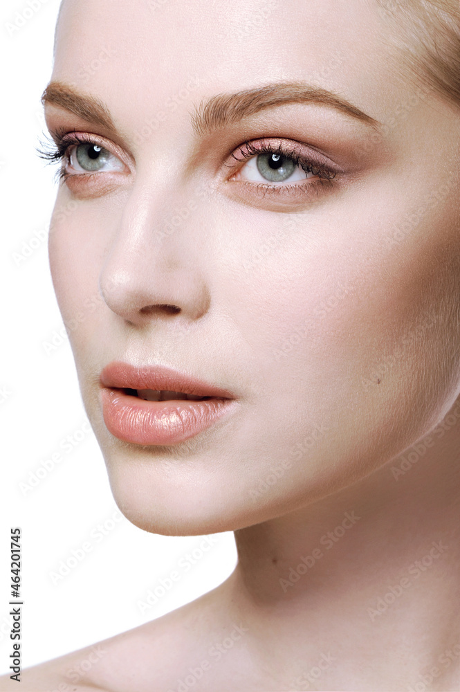 Young fashion woman with perfect skin and creative fantasy eyes makeup Young fashion woman with perfect skin and creative fantasy eyes makeup