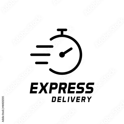 Stopwatch express delivery line icon. Fast shipping speed concept with timer. Quick service with a chronometer. Watch sign for urgent order. Clock symbol in motion. Vector illustration, flat, clip art photo