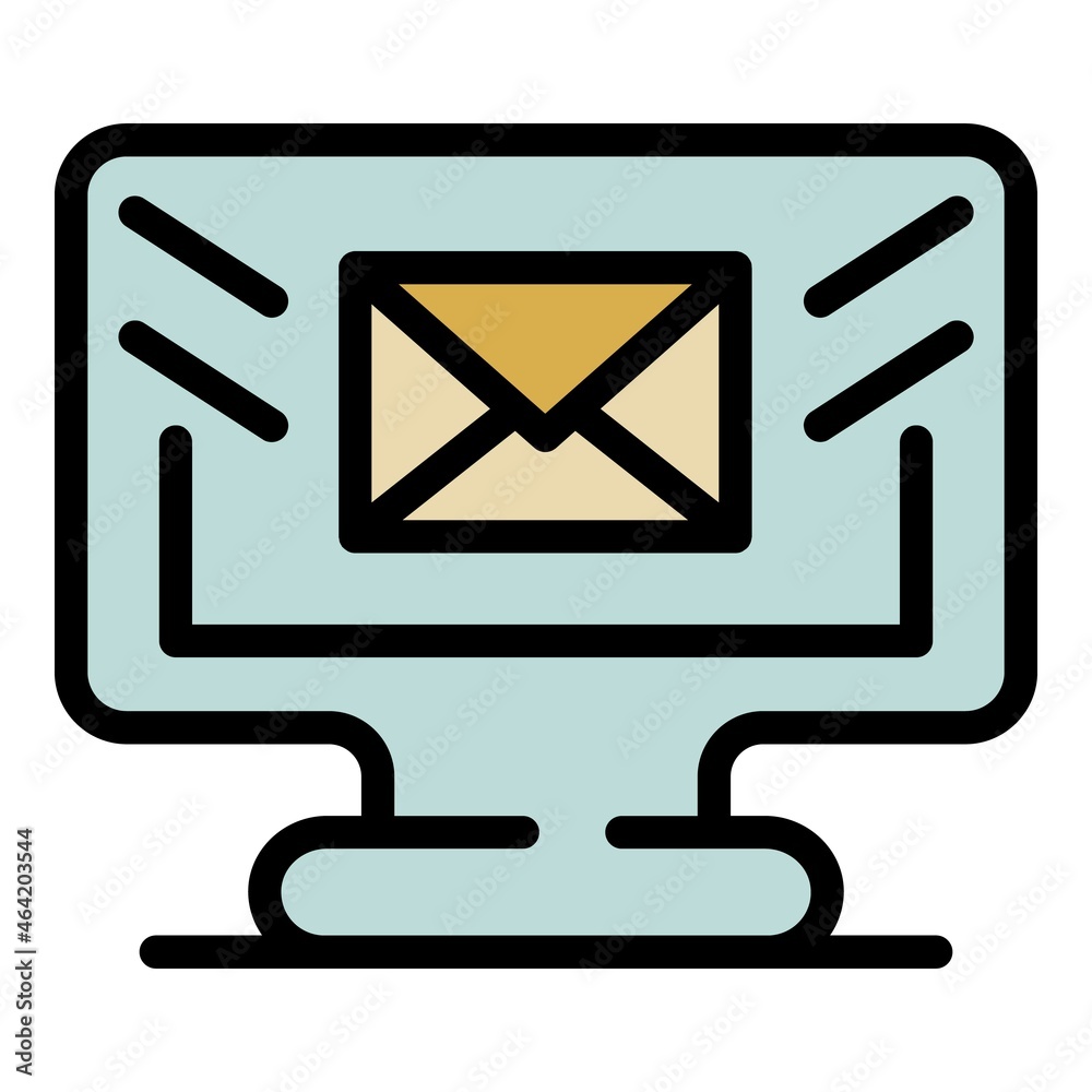 Mail computer icon. Outline mail computer vector icon color flat isolated Mail computer icon. Outline mail computer vector icon color flat isolated