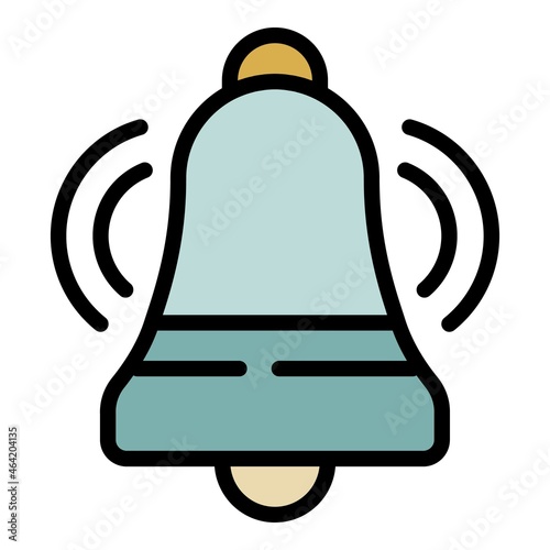 Ringer bell icon. Outline ringer bell vector icon color flat isolated