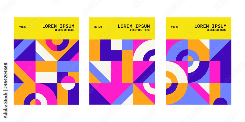 the abstract geometrical pattern in colorful style made with simple shapes arrangement. vector pattern in a yellow, purple, and pink theme.