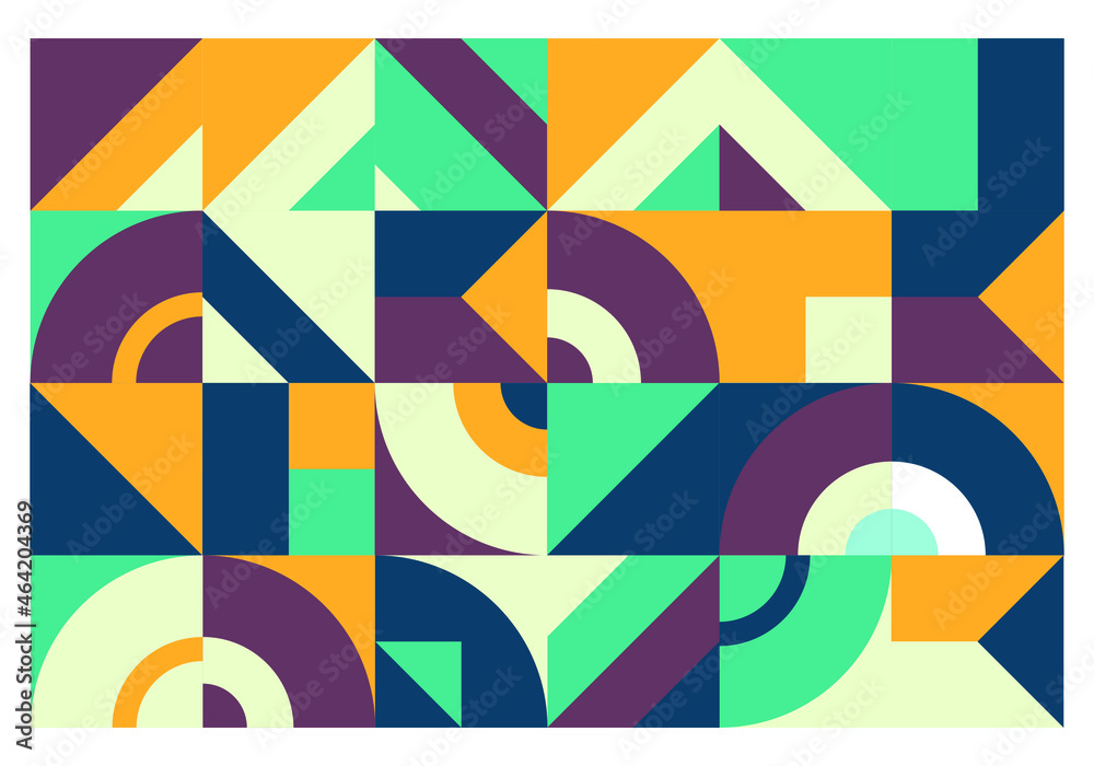 the abstract geometrical pattern in colorful style made with simple shapes arrangement. vector pattern in a green theme.