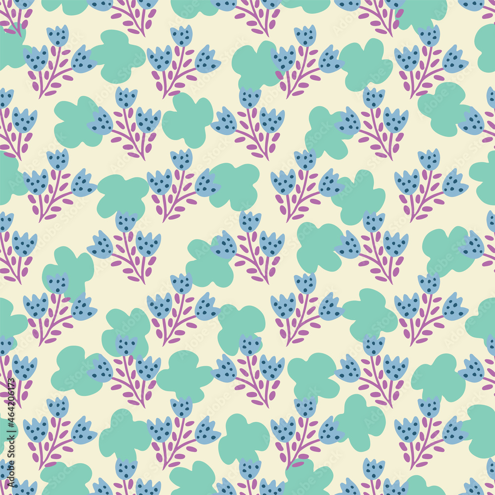 Vector Seamless Pattern with Fantastic Flowers and Leaves. Vector Seamless Pattern with Fantastic Flowers and Leaves.