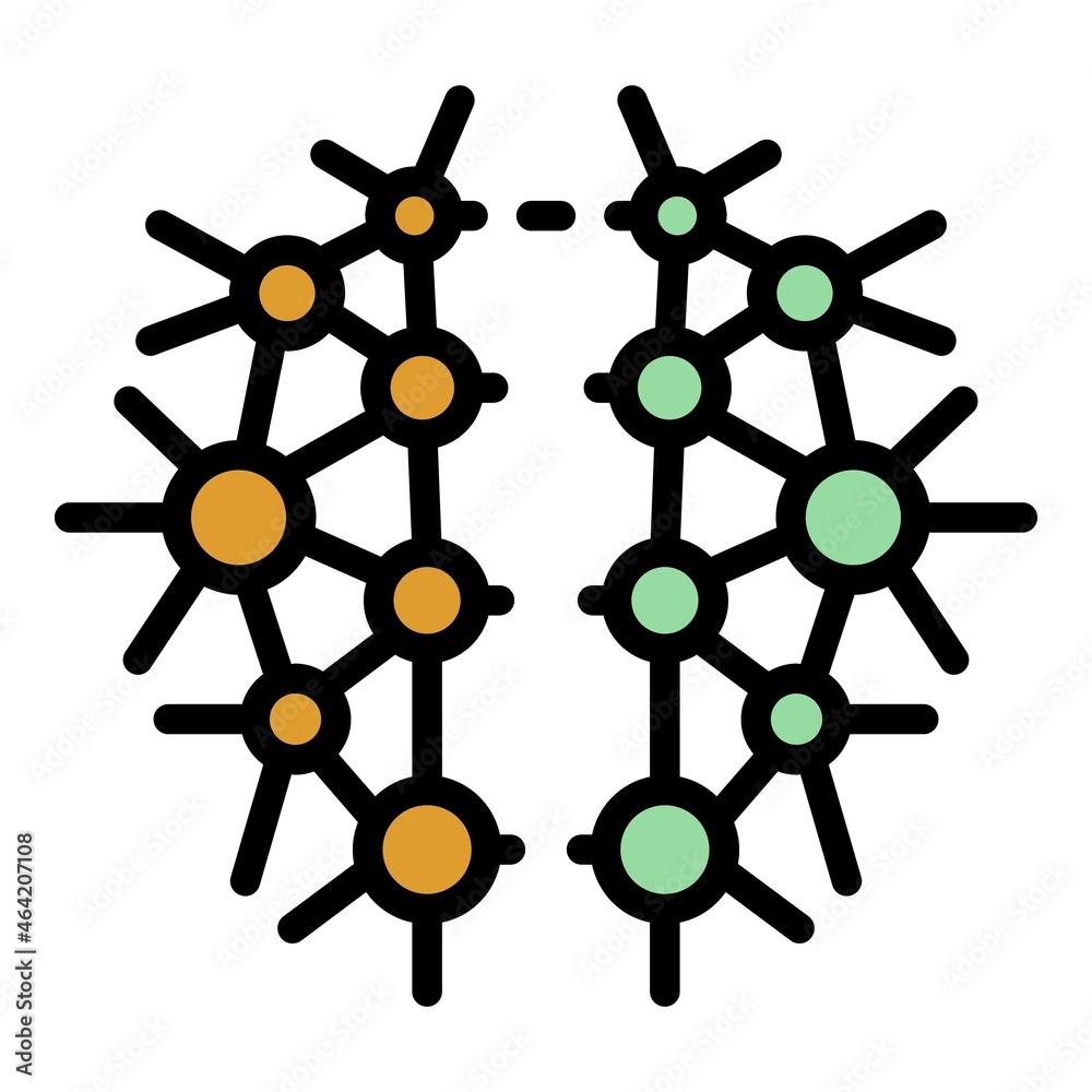 Neural brain icon. Outline neural brain vector icon color flat isolated Neural brain icon. Outline neural brain vector icon color flat isolated