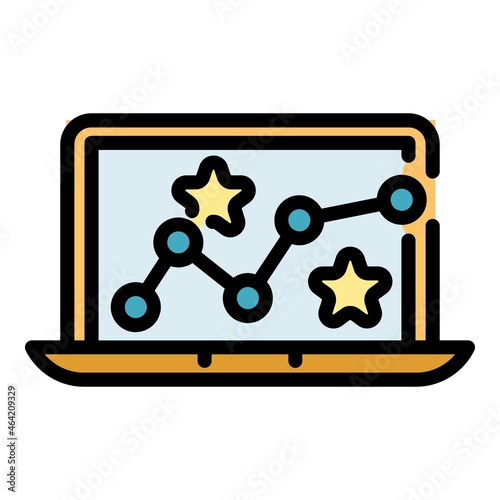 Laptop gaming icon. Outline laptop gaming vector icon color flat isolated