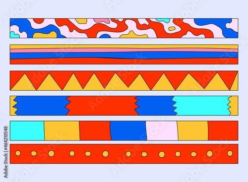 vector set of christmas stripes and ribbons.Elements for creating New Year posters.80s hippie psychedelic rectangles.Nostalgic rainbow  placard maker. social media background templates