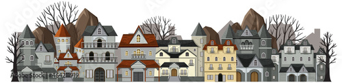Abandoned town with many mansions