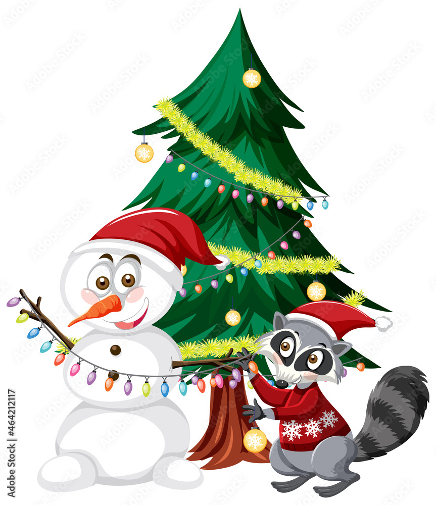 Santa Claus with Snowman and Christmas tree Santa Claus with Snowman and Christmas tree