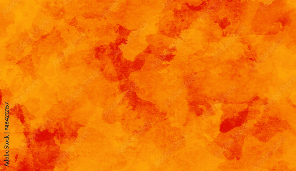 Halloween orange watercolor background with with spots and splashes