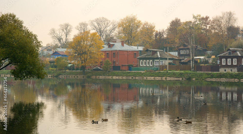 Autumn lake scenery in Suzdal Town, Russia