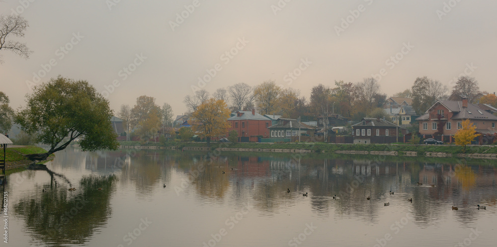 Autumn lake scenery in Suzdal Town, Russia