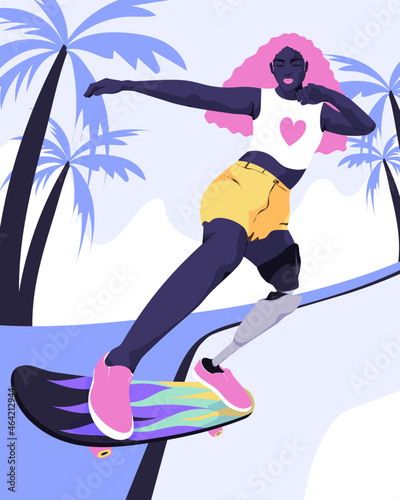 Girl with disability riding skateboard