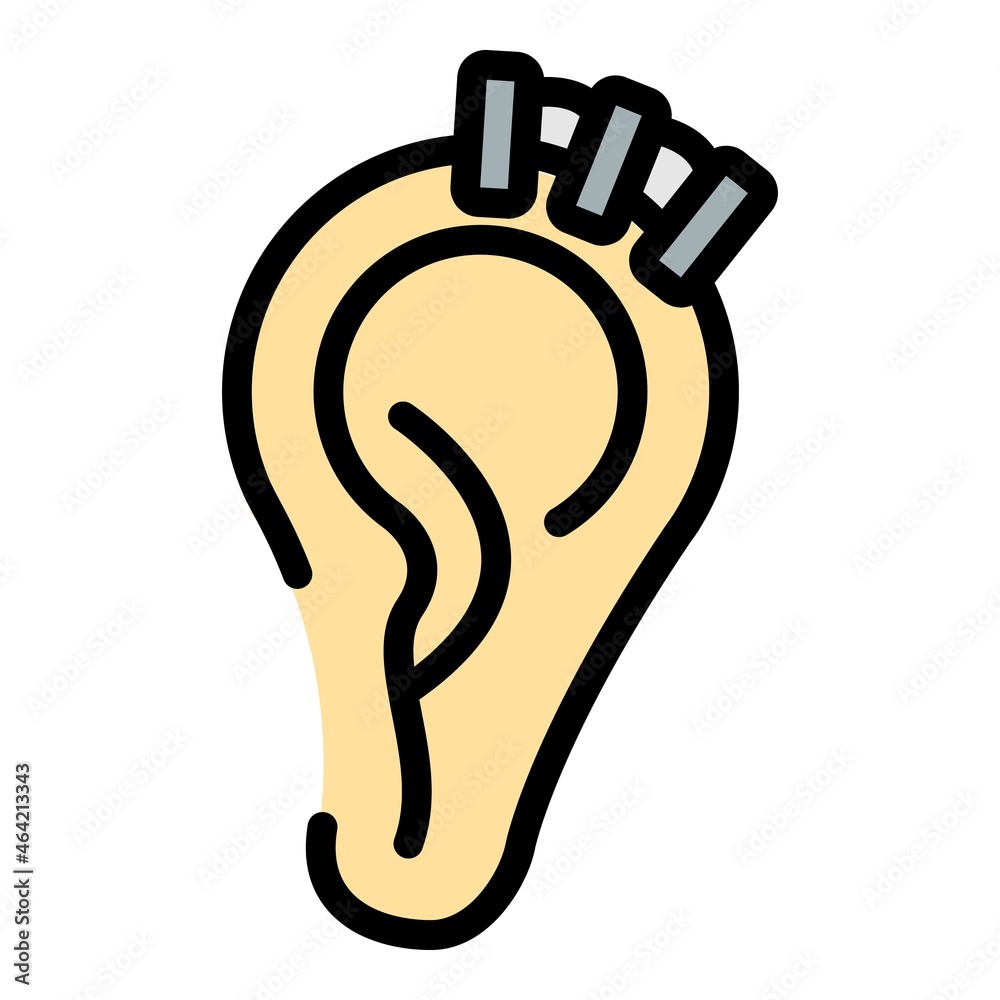 Obraz premium Ear piercing icon. Outline ear piercing vector icon color flat isolated
