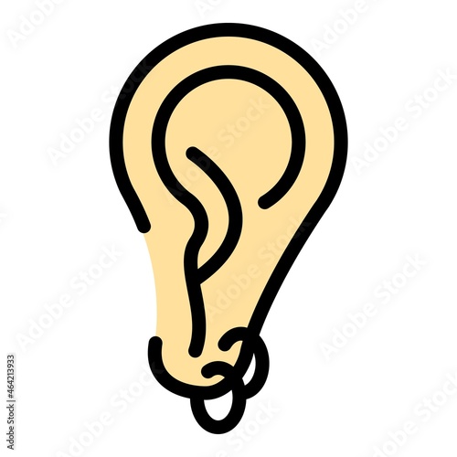 Ear circle piercing icon. Outline ear circle piercing vector icon color flat isolated
