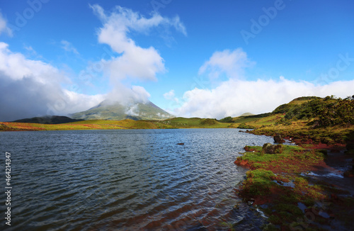 Lagoa Do Capitao with Pico mountain in the background, Pico island, Azores photo