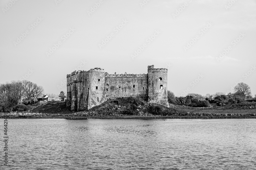 Ruins of Carew Castle in Pembrokeshire, Wales, UK