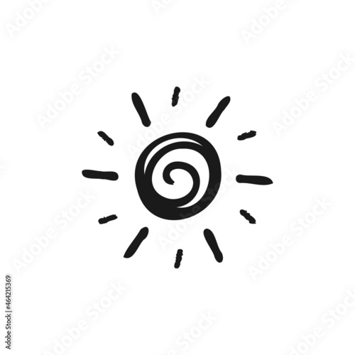 Obraz na płótnie The sun with a spiral. Doodle sketch isolated on white background. Hand drawn vector illustration w salonie