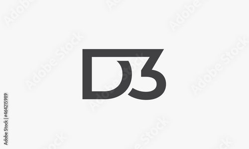 D3 letter  logo isolated on white background.