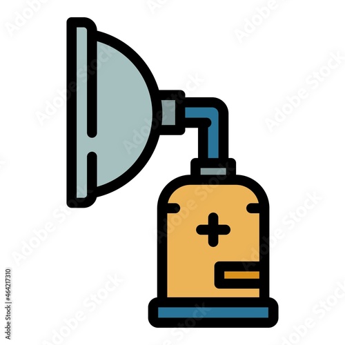 Anesthesia oxygen mask icon. Outline anesthesia oxygen mask vector icon color flat isolated