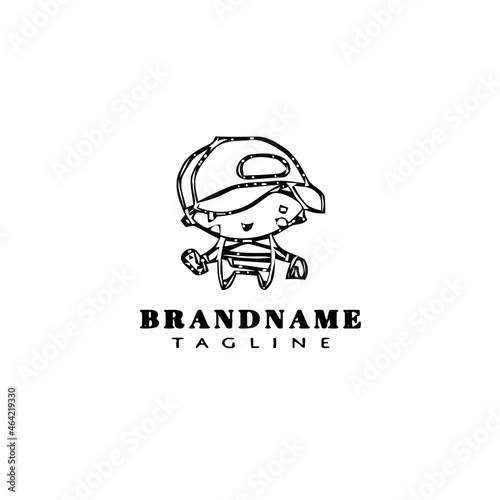 caretaker logo cartoon icon design black isolated vector illustration