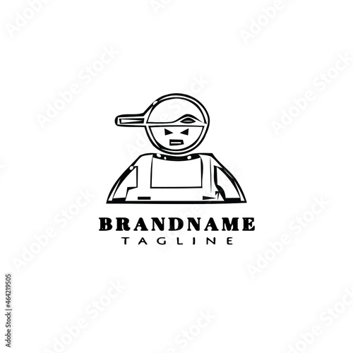 caretaker logo cartoon icon cute template black isolated vector illustration