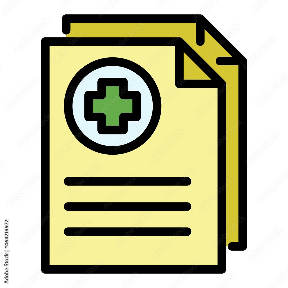 Fototapeta premium Medical documents icon. Outline medical documents vector icon color flat isolated