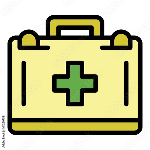 First aid kit icon. Outline first aid kit vector icon color flat isolated