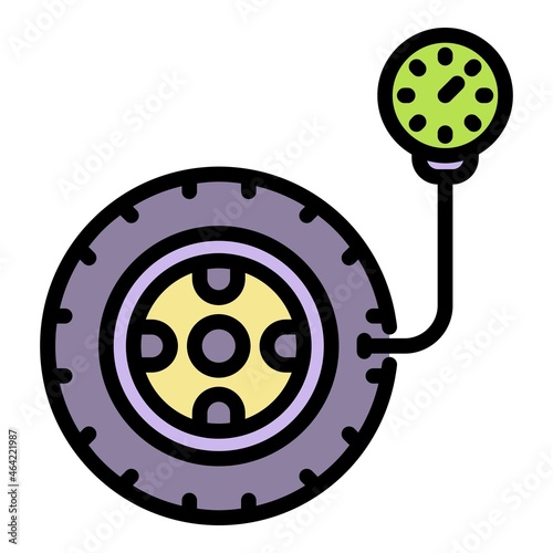 Tire tread indicator icon. Outline tire tread indicator vector icon color flat isolated