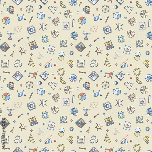 STEM Education vector Science concept colored seamless pattern