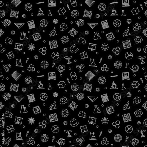 STEM Education vector Science dark seamless pattern