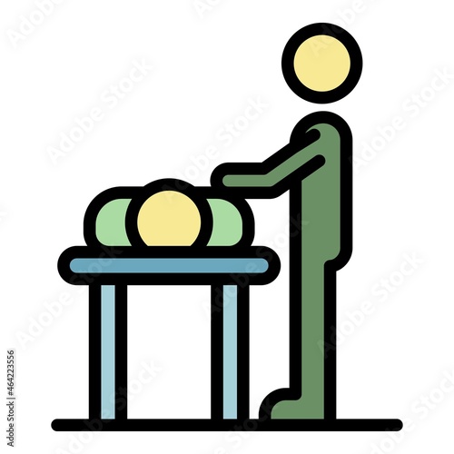 Masseur at work icon. Outline masseur at work vector icon color flat isolated