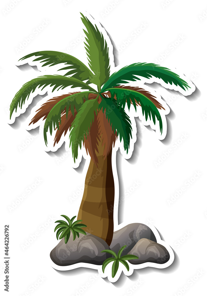 Obraz premium Palm tree sticker isolated on white background
