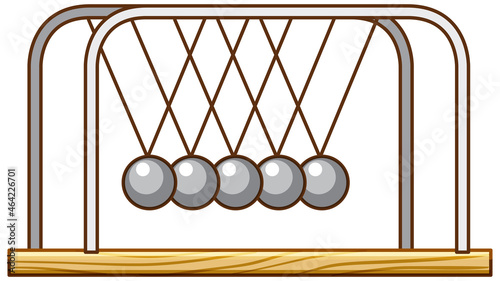 Newtons cradle pendulum on white background
