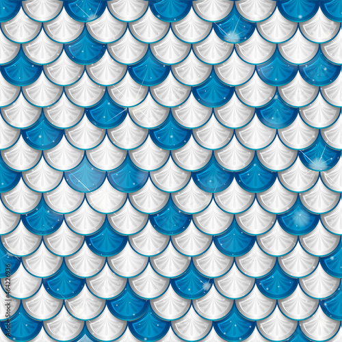 Blue and silver mermaid scales seamless pattern